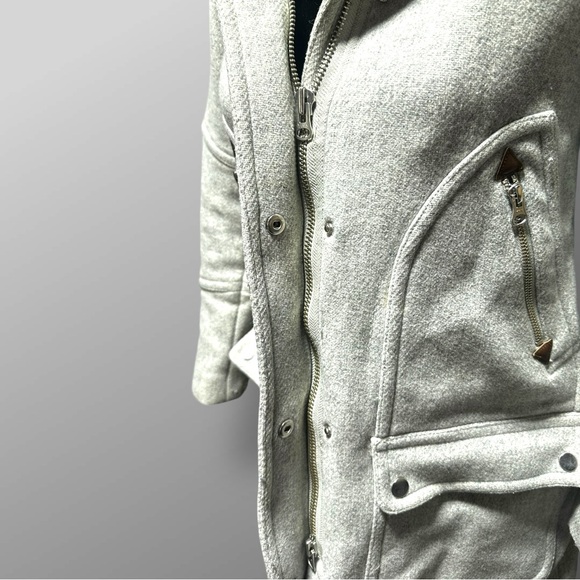 J.Crew Stadium Cloth Wool Coat Nello Gori Sz 00 Hooded Zip Button Read - Picture 2 of 13